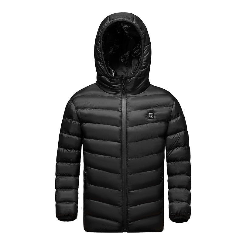 childrens black hooded heated jacket