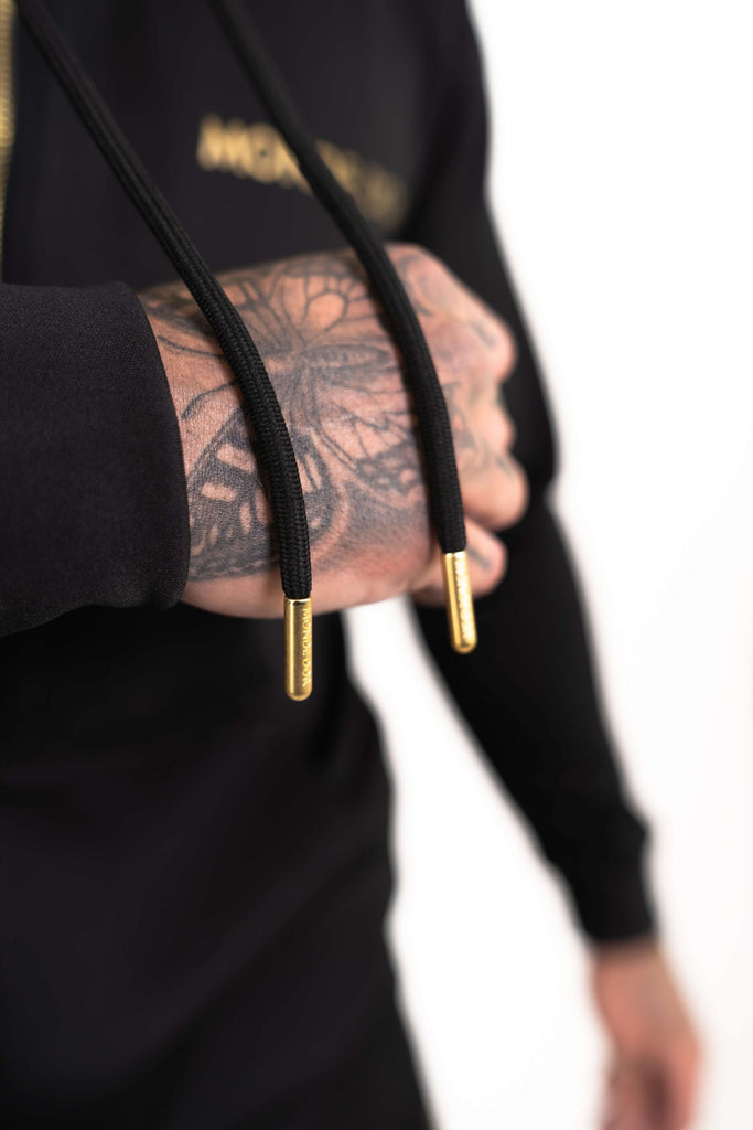 Mens Black and Gold Hoodie - Monde dor