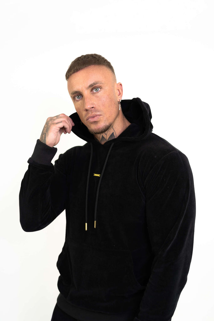 black velour hoodie