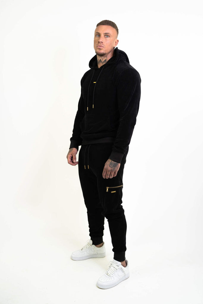 men black velour tracksuit set