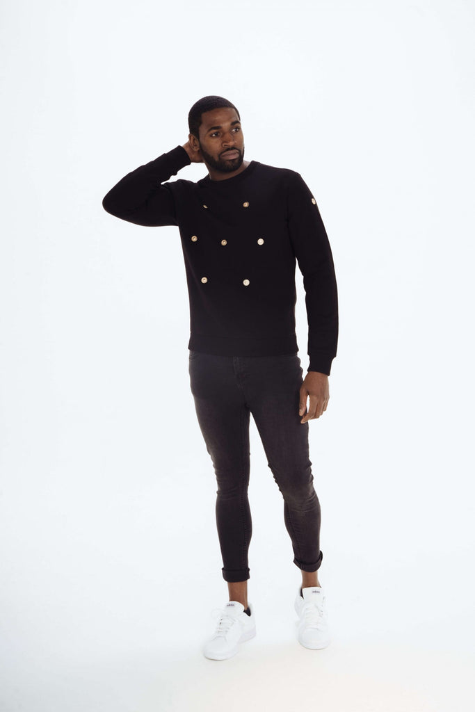 monde dor mens black button jumper