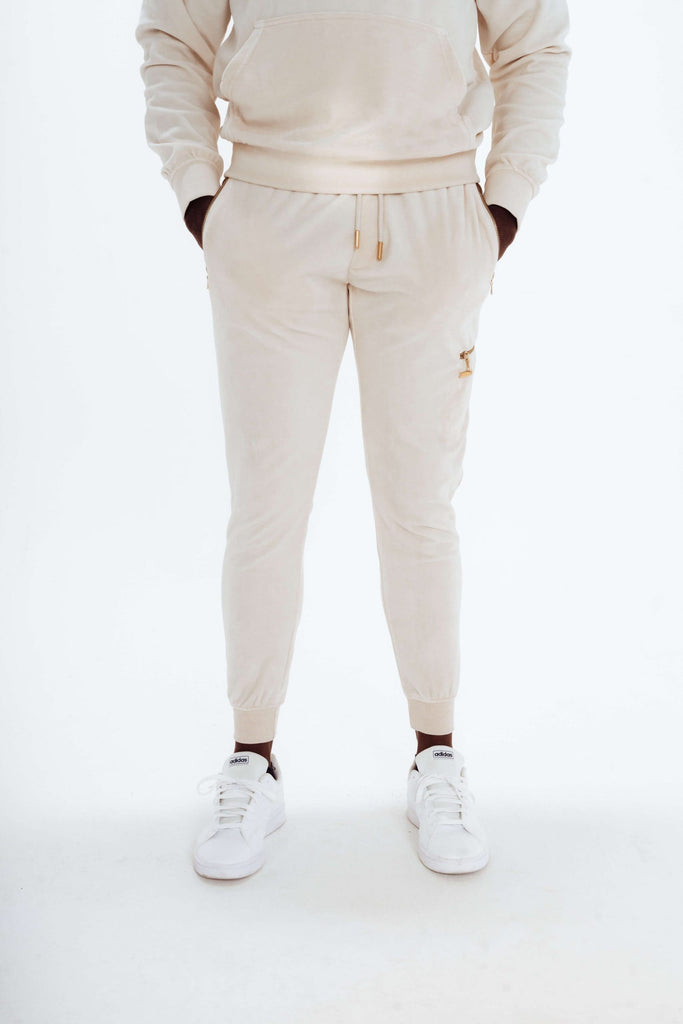 mens velour peach joggers