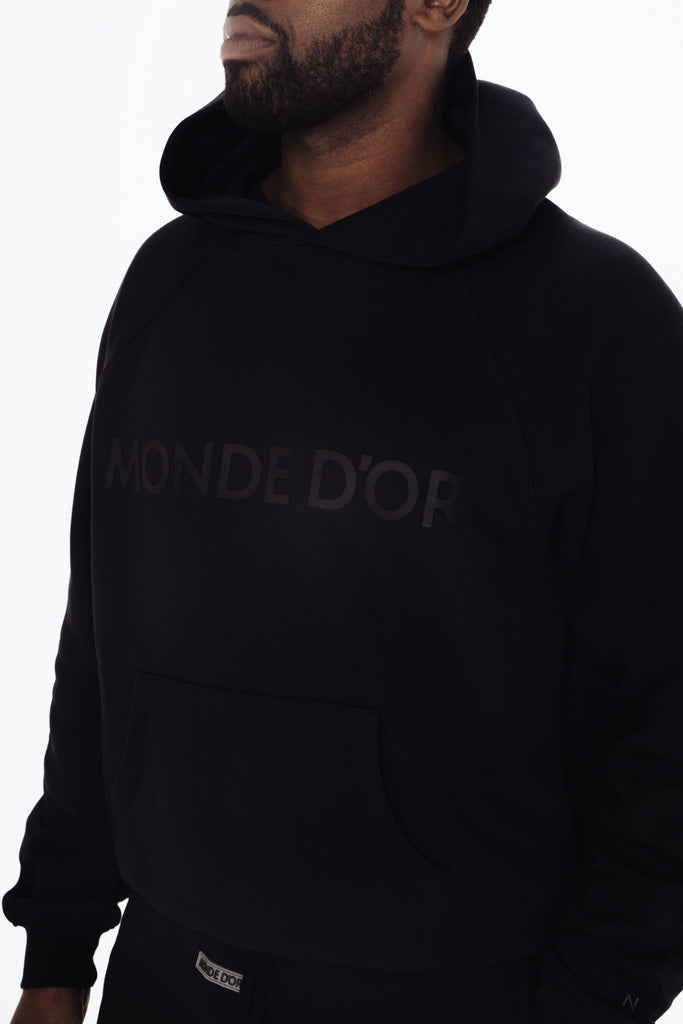 monde dor embossed black hoodie